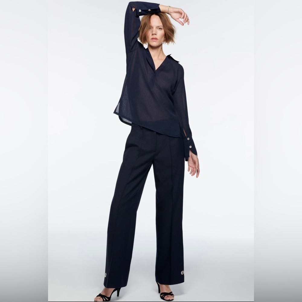 Buttoned Straight Leg Pants